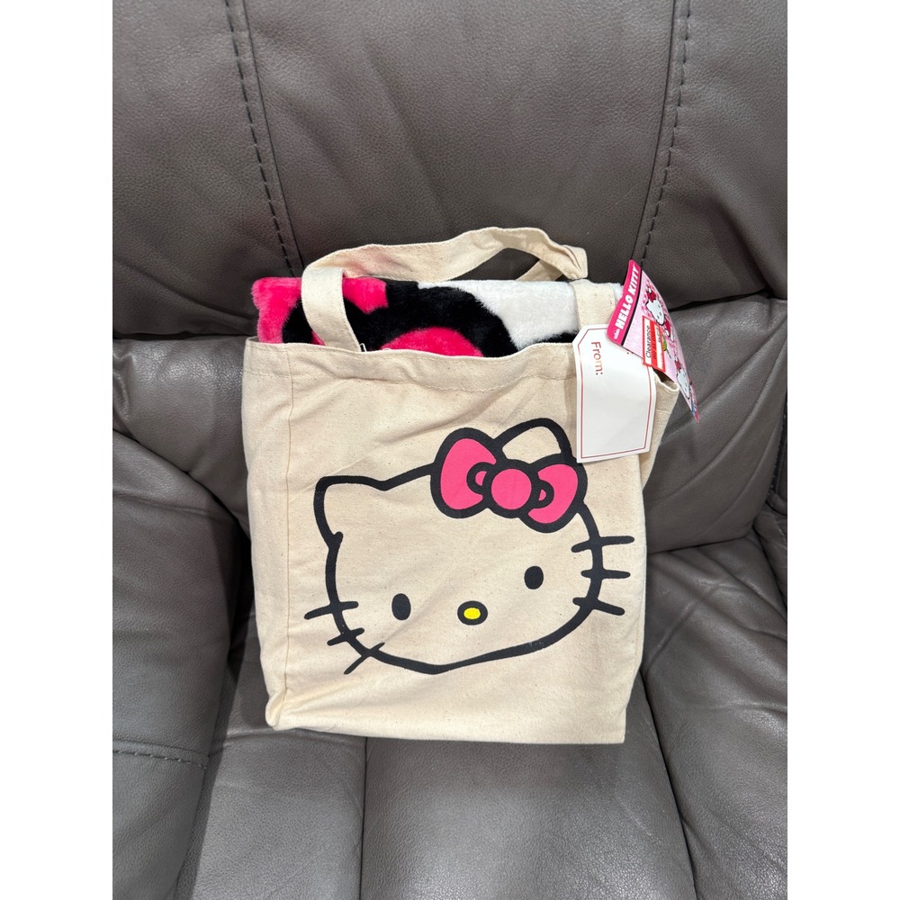 Sanrio Hello Kitty Silk Touch Throw Blanket and Canvas Tote Bag 2-Piece Set NEW